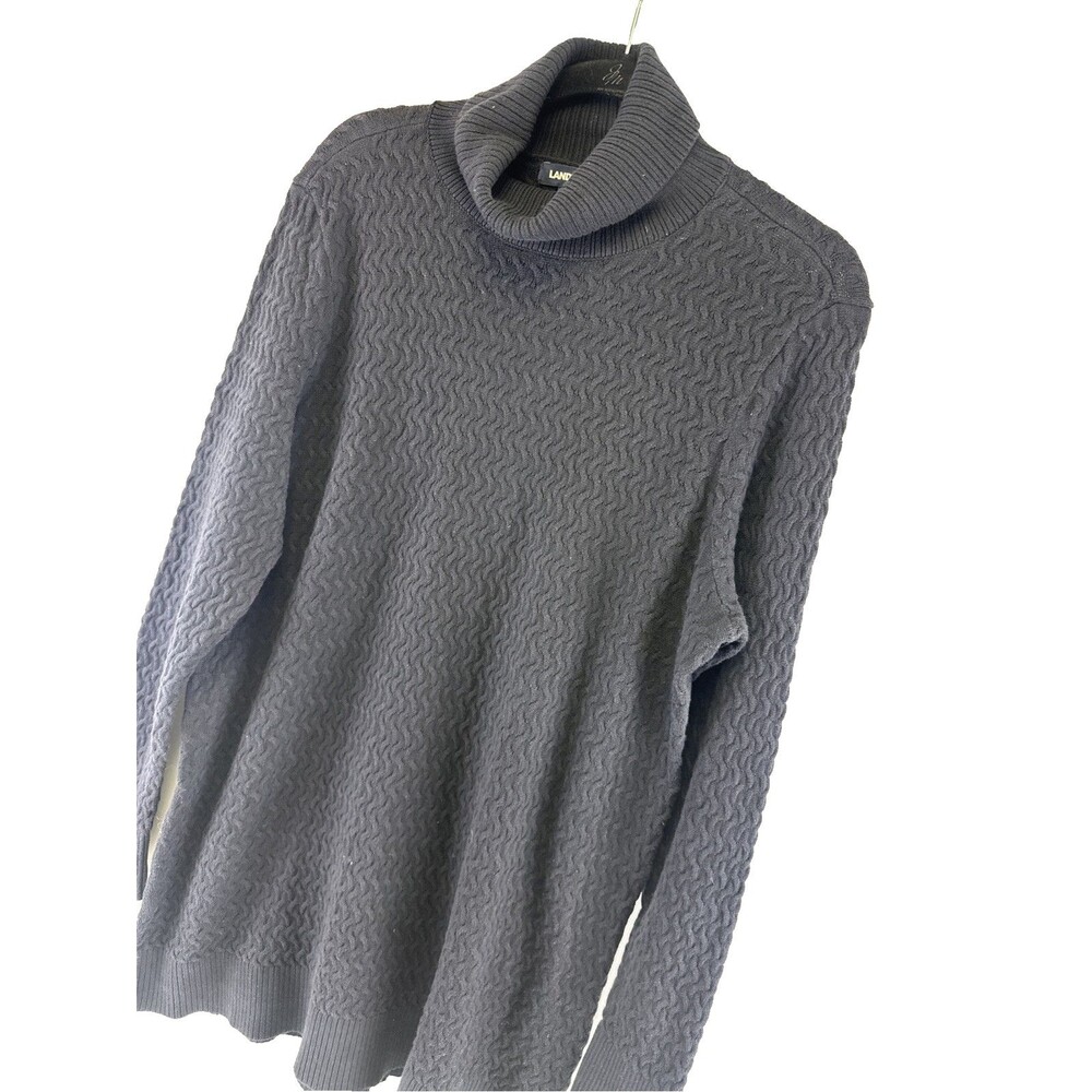 Lands End‎ Black Turtleneck Sweater Tunic Textured Pullover Cotton Womens XL - Picture 4 of 10